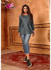 GREY COLOUR PARTY WEAR RUBY COTTON SILK PLAIN TOPS 103